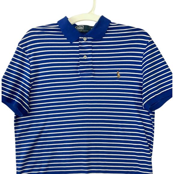 Polo Ralph Lauren Men's Blue/White Striped Classic Fit Soft Touch Polo SZ M - Picture 3 of 6
